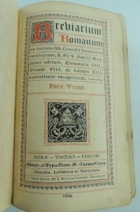 Libro religioso. BREVIARIUM ROMANUM - PARS VERNA - AÑO 1904