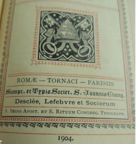 Libro religioso. BREVIARIUM ROMANUM - PARS VERNA - AÑO 1904