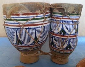 Tambores de Bongo con cuerpo de cerámica. Años 60-70