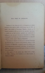 Libro antiguo. Año 1865. FARMACOPEA OFICIAL ESPAÑOLA