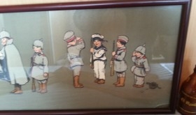 Dibujos de niños soldados de los años 40.