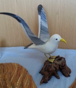 Gaviota. Escultura en madera de los años 80