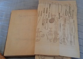 Lámina instrumental médico finales de 1800. Cartoncillo fuerte. Gran tamaño.