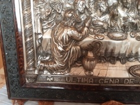 Última Cena de Jesus. Relieve en metal repujado. Espectacular.