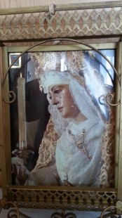 Virgen María. Fotografía en precioso marco de metal