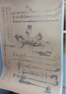 Lámina instrumental médico finales de 1800. Enmarcada y acristalada