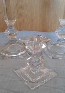 Candelabros en vidrio de los años 90. Tres piezas