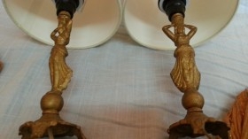 Lámparas de mesilla en bronce. Pareja. Años 70
