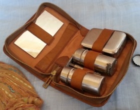 Set de afeitado vintage. Neceser de viaje. Old shaving set