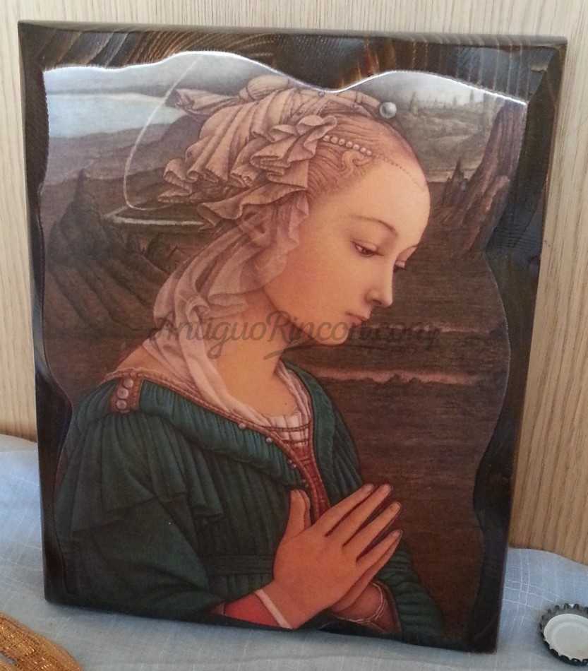 Icono religioso pintado sobre tabla de madera maciza. Años 90