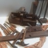 Caja de herramientas de carpintero. Conjunto de colección o decoración.