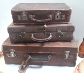Maletas antiguas. Conjunto de 3 maletas años 40. Fantásticas.