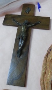 Crucifijo en madera y Cristo en bronce. VIntage. Años 70