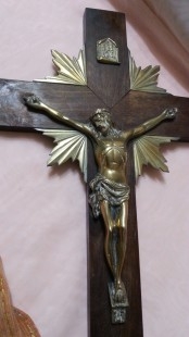 Crucifijo en madera y Cristo en bronce. VIntage. Años 70