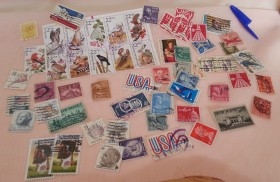 Sellos circulados. Colección sellos americanos de diferentes años.