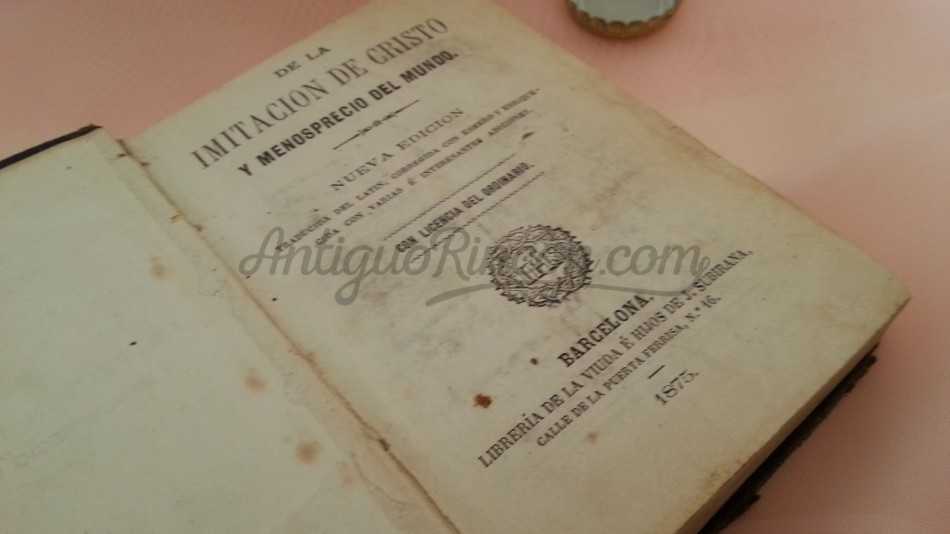 Libro religioso. Imitación de Cristo. Año 1875.