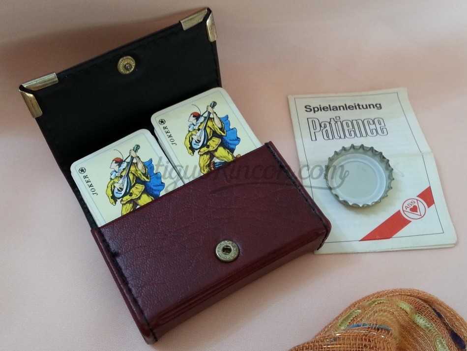 Baraja de cartas de póker en miniatura. 2 Mini-barajas en estuche.