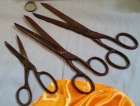 Tijeras viejas de Costura. Colección de 3 unid. Años 70.