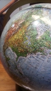 Globo terráqueo. Bola del mundo de los años 70. Preciosa pieza.