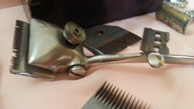 Maquinillas de afeitar antiguas. Conjunto viejo de barbería.