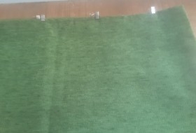 Cortina. Tela tipo saco. Verde. 266 cm * 136 cm.