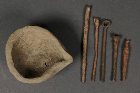 Instrumental médico romano. Réplica seguramente de conjunto milenario.
