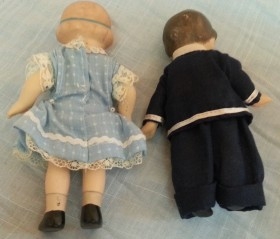 Muñecas de porcelana. Pareja. Preciosas muñecas de vieja colección.