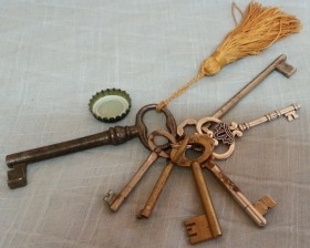 Llaves antiguas de puertas. Colección de 7 llaves originales.