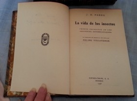 Libros antiguos. LA VIDA DE LOS INSECTOS. Año 1937.