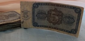 Pesetas. Billetes de 5 pesetas ficticios. Años 30.