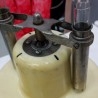 Laboratorio. Conjunto vintage de centrifugadora de laboratorio y soporte tubos de ensayo.