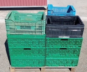 Cajas de frutas. Pástico. Cantidad de cajas viejas para alquilar. Alquiler de atrezzo