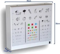 Optotipo. Infantil. Agudeza visual. Actual. Renta de material médico para la industria audiovisual.