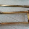 Chimenea. Conjunto utensilios de chimenea en latón. Años 70.