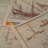 Láminas marítimas. Tratan sobre las diferentes artes de pesca en el mar. 10 escenas diferentes.