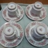 Tazas de café con sus platillos en porcelana.Conjunto emblemático de los años 70